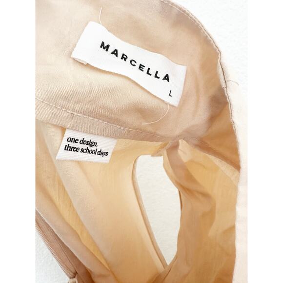Marcella NYC Minna Sleeveless Tan Maxi Dress Size Large Lagenlook Quiet Luxury - Picture 5 of 10